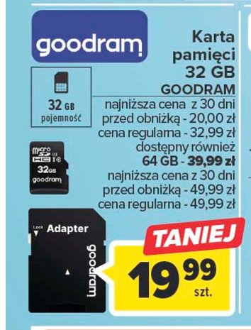 Karta pamięci micro sdhc 64gb Goodram promocja