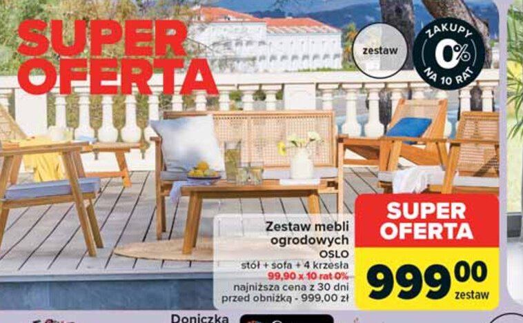 Zestaw mebli ogrodowych oslo st贸艂 + 艂awka + 2 fotele promocja