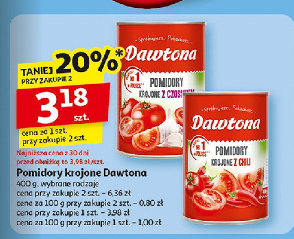 Pomidory krojone z czosnkiem Dawtona promocja