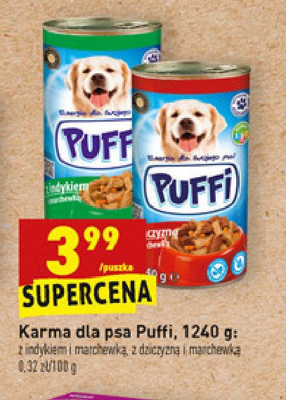 Karma dla psa z indykiem i marchewką Puffi promocja