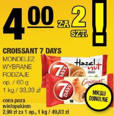 Croissant 7 Days Mondelez wybrane rodzaje promocja w SPAR