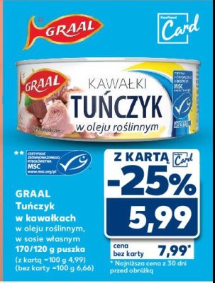 Tu艅czyk kawa艂ki w oleju ro艣linnym Graal promocja