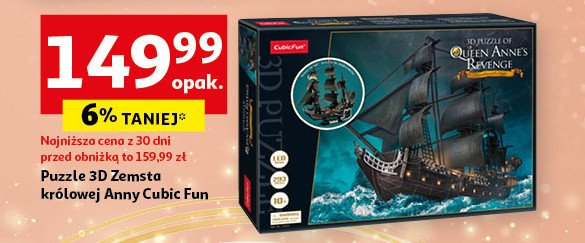 Puzzle 3d zemsta królowej anny statek czarnobrodego Cubicfun promocja w Auchan