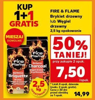 Brykiet drzewny Fire & flame promocja w Kaufland