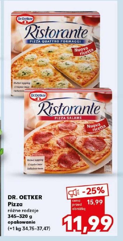 Pizza quattro formaggi Dr. oetker ristorante promocja