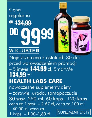 Suplementy diety slim me HEALTH LABS CARE 4HER promocja