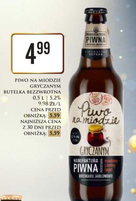 Piwo na miodzie gryczanym butelka bezzwrotna 0.5L 5.2% promocja w Dino