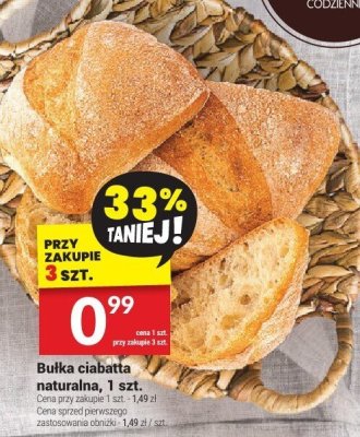 Bułka ciabatta naturalna, 1 szt. promocja w Twój Market