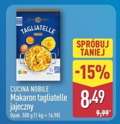 Makaron tagliatelle jajeczny Cucina Nobile promocja w Aldi