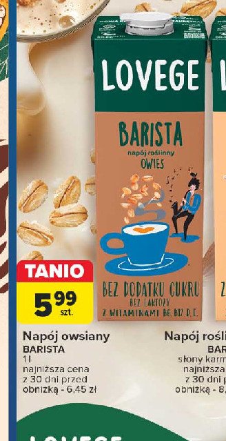 Napórj barista owsiany bez dodatku cukru Lovege promocja