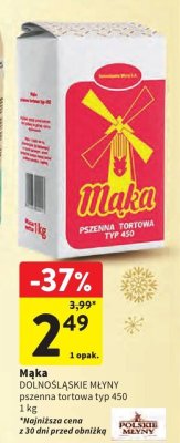 Mąka DOLNOŚLĄSKIE MŁYNY pszenna tortowa typ 450 promocja w Intermarche