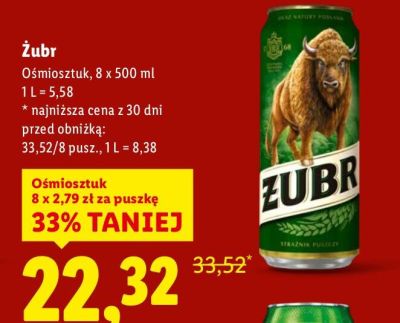 Piwo Żubr 8x500 ml promocja w Lidl