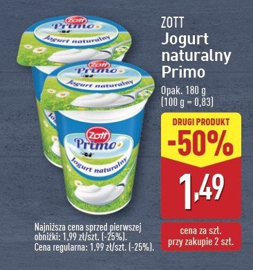 Jogurt naturalny Zott primo promocja w Aldi