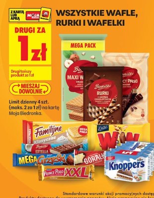 Wszystkie wafle, rurki i wafelki promocja w Biedronka