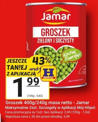 Groszek 400g/240g masa netto - Jamar promocja w Hitpol