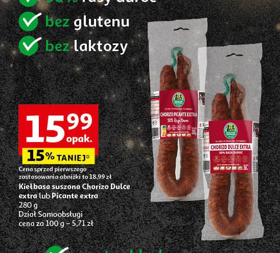 Chorizo picante extra Auchan pewni dobrego promocja w Auchan