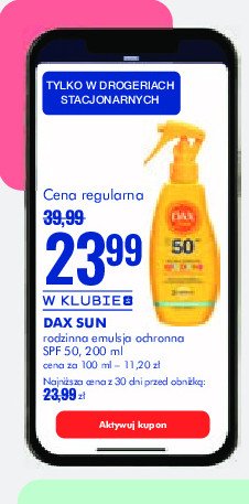 Emulsja hipoalergiczna do opalania spf 50+ DAX SUN DERMO LINE promocja