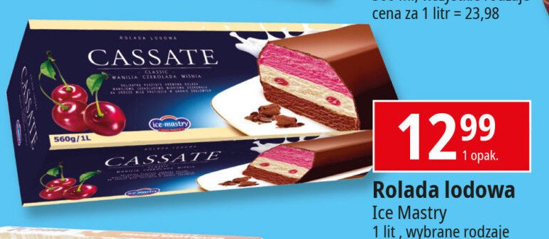 Rolada lodowa wanili-czekolada-wiśnia w polewie czekoladowej ICE MASTERY CASSATE CLASSIC Ice mastry promocja