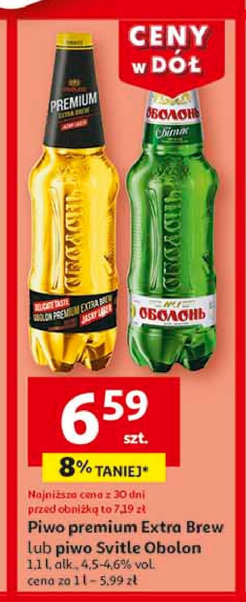 Piwo Obolon premium extra brew promocja w Auchan