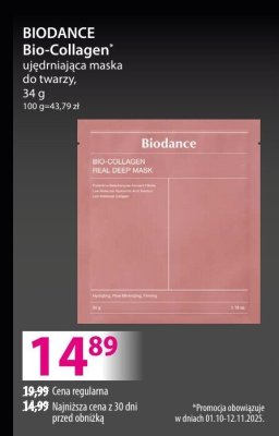 Maska ujędrniająca Bio-Collagen+ BIODANCE, do twarzy, 4 szt. promocja w Hebe