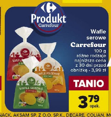 Wafle serowe z bazylią Carrefour classic promocja
