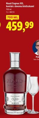 Koniak Naud Cognac XO z dwoma kieliszkami 700 ml promocja w Lidl