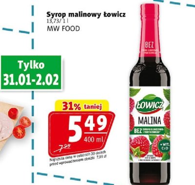 Syrop malinowy Łowicz promocja w Prim Market