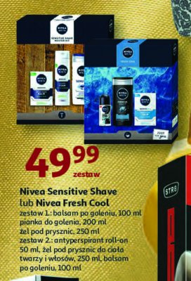 Zestaw w pudełku sensitive shave: balsam po goleniu 100 ml + źel pod prysznic 3w1 250 ml + pianka do golenia 200 ml Nivea men zestaw promocja