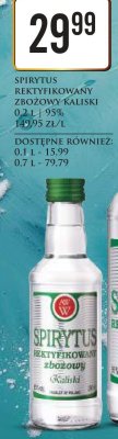 Spirytus rektyfikowany zbożowy Kaliski 0.2 L promocja w Dino