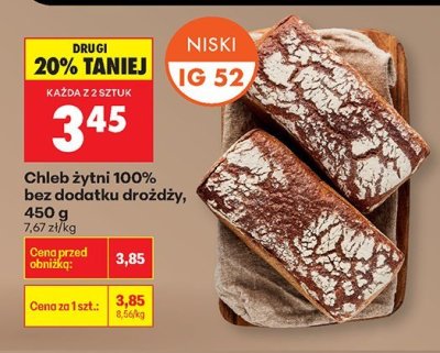 Chleb żytni 100% bez dodatku drożdży, 450 g promocja w Biedronka