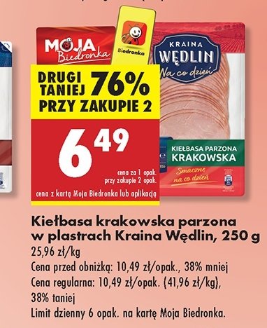 Kiełbasa krakowska parzona Kraina wędlin promocja w Biedronka