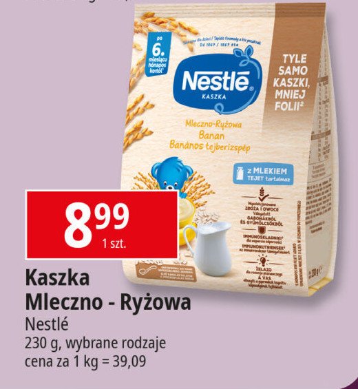 Kaszka mleczno-ryżowa z bananami Kaszka nestle promocja w Leclerc