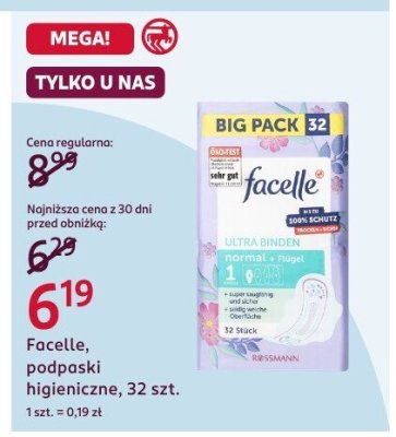 Podpaski higieniczne Facelle, 32 szt. promocja w Rossmann