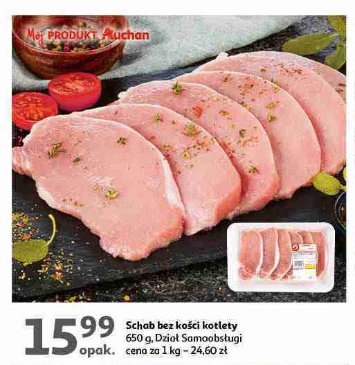 Schab bez kości kotlety Auchan różnorodne (logo czerwone) promocja