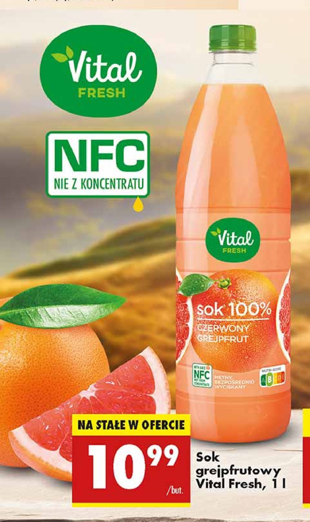 Sok 100% czerwony grejpfrut Vital fresh promocja