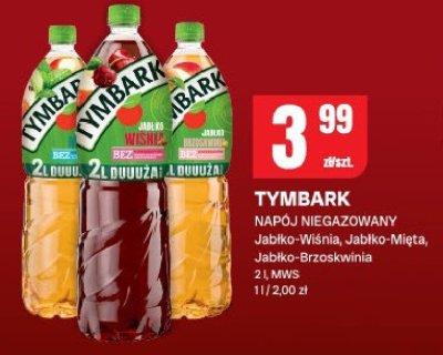 Napój niegazowany Tymbark Jabłko-Wiśnia, Jabłko-Mięta, Jabłko-Brzoskwinia promocja w Chorten