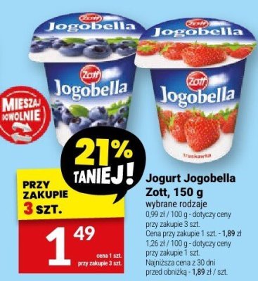 Jogurt Jogobella Zott, 150 g promocja w Twój Market