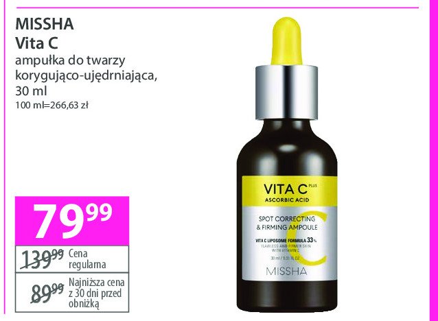 Serum do twarzy przeciw przebarwieniom skóry MISSHA VITA C PLUS promocja