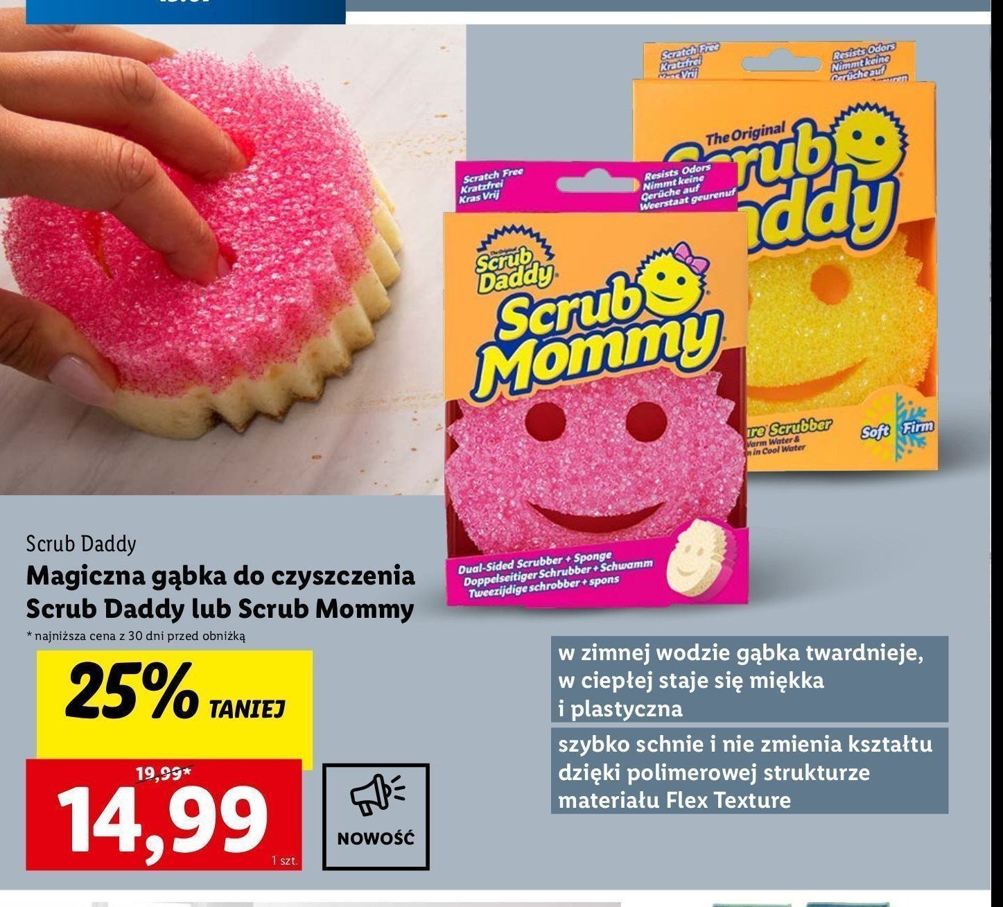 Gąbka do mycia różowa SCRUB DADDY promocja