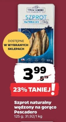 Szprot naturalny wędzony na gorąco Pescadero promocja w Netto