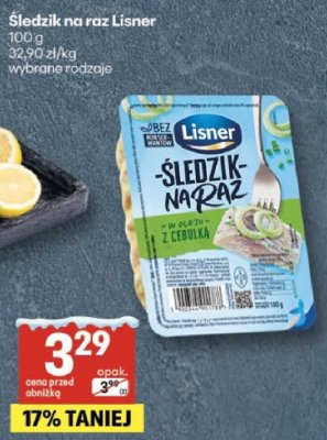 Śledzie na raz Lisner wybrane rodzaje promocja w Delikatesy Centrum