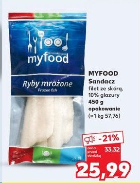 Sandacz - filet ze skórą mrożony Myfood promocja w Kaufland