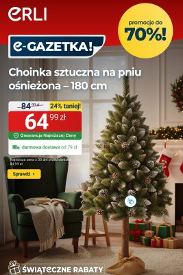 Choinka sztuczna na pniu ośnieżona - 180 cm promocja w ERLI