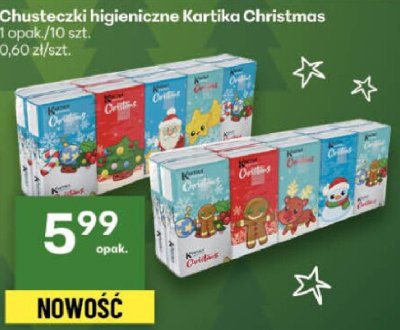 Chusteczki higieniczne Kartika Christmas promocja w Delikatesy Centrum