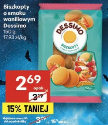 Biszkopty o smaku waniliowym Dessimo promocja w Delikatesy Centrum