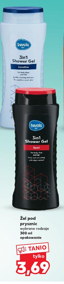 Żel pod prysznic 3w1 sensitive Bevola men promocja