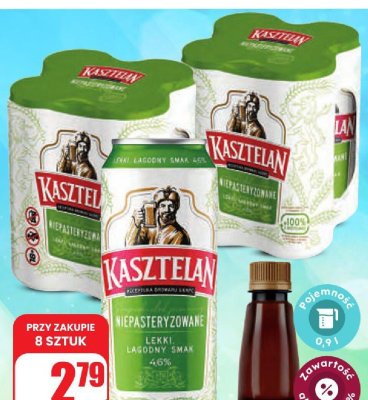 Piwo Kasztelan Niepasteryzowane puszka 0,5l promocja w Dino