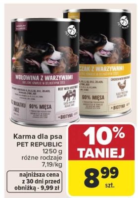 Karma dla psa PET REPUBLIC wołowina z warzywami promocja w Carrefour Market