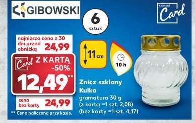 Znicz szklany 10 h Firma gibowski promocja