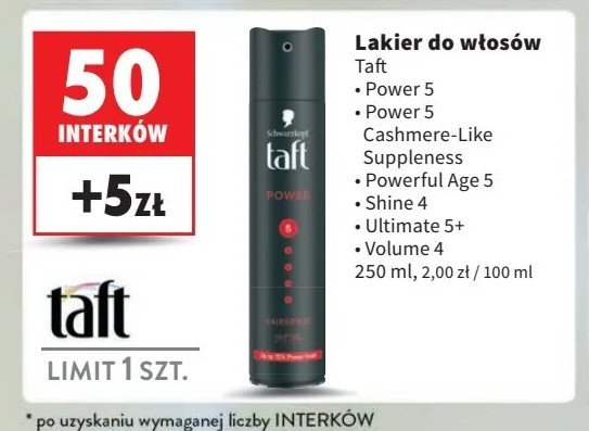 Lakier do włosów cashmere Taft power promocja